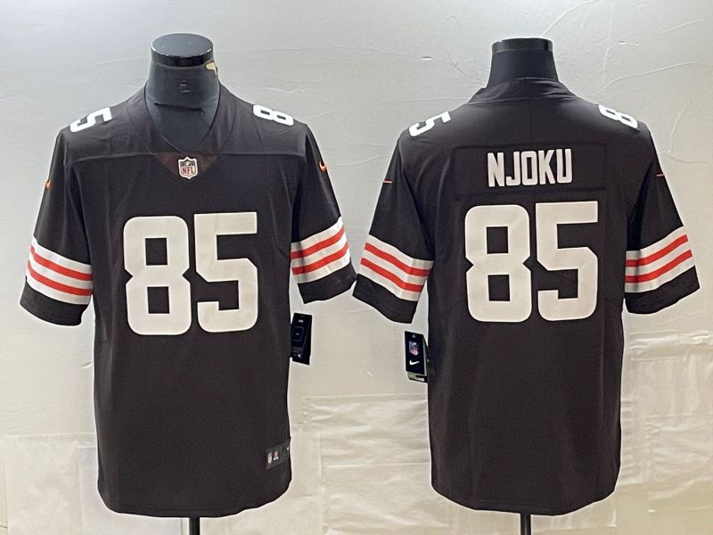 Men Cleveland Browns #85 Njoku brown 2023 Nike Vapor Limited NFL Jersey style 1